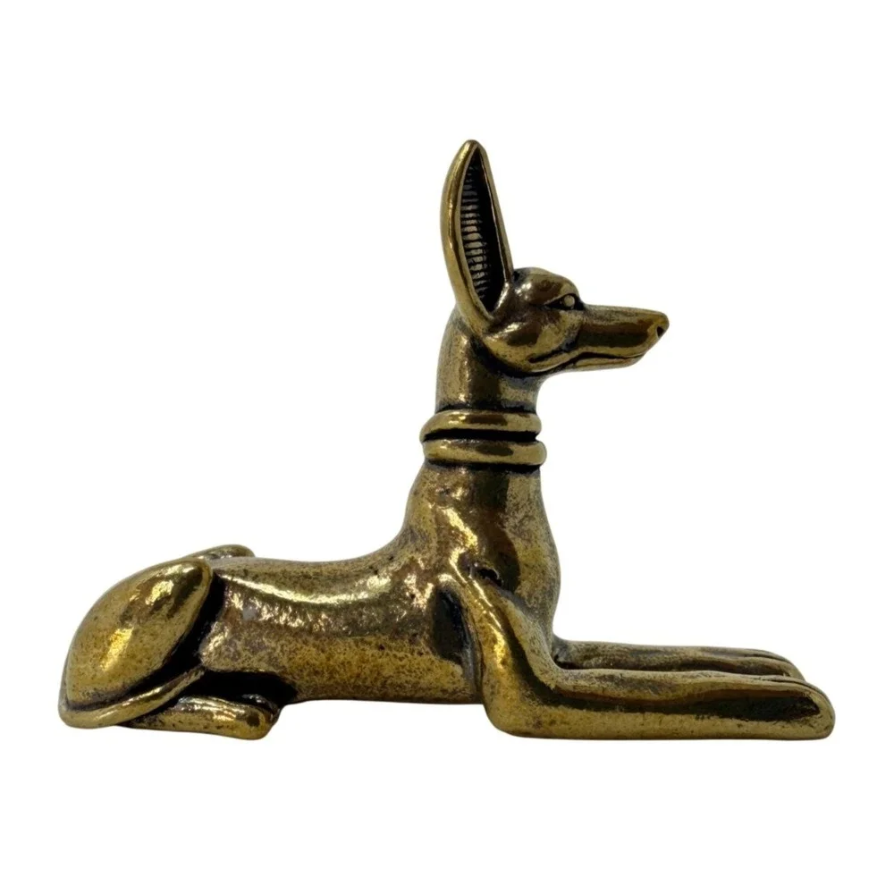 Brass Anubis Figurine Egyptian Jackal God Statue Ancient Egypt Altar Decor